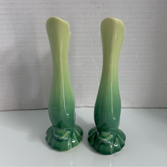 Vintage jade green bud vases - Picture 2 of 7